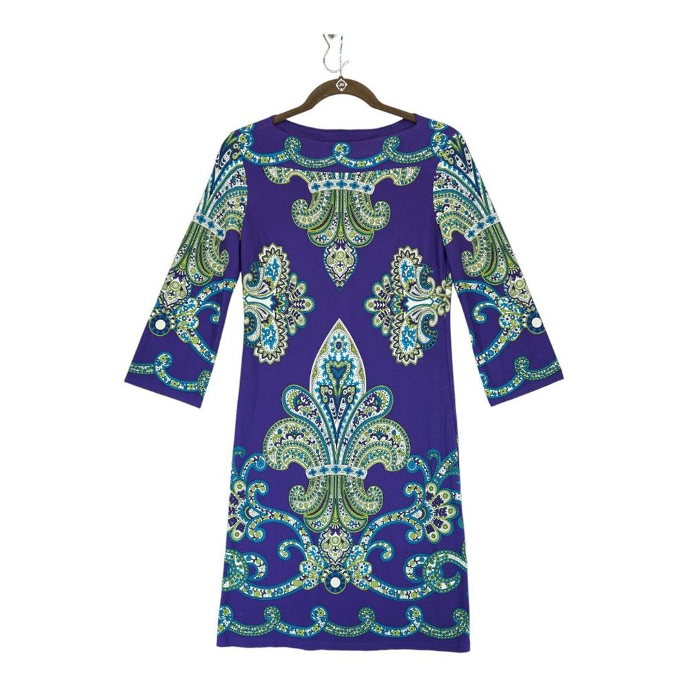 Maggie London Women's Purple Dress Size 2 - 3/4 Sleeve - Polyester
